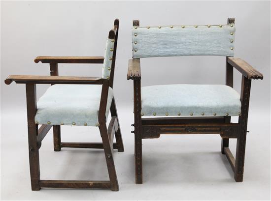 A set of four 19th century Italian walnut dining chairs, H.3ft 1in.